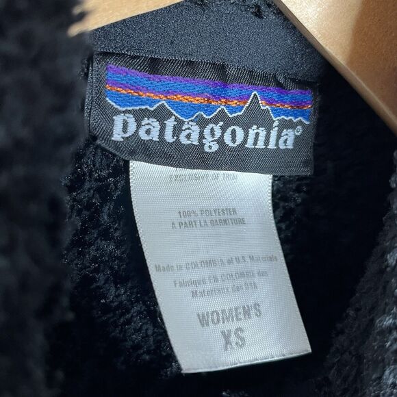 Patagonia Regulator Deep Pile Fleece Full Zip Jacket Black Womens XS Furry Fuzzy - Picture 10 of 13